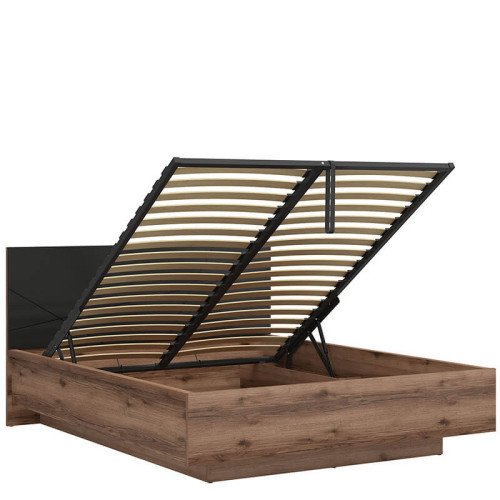 Фото кровати с подъемным механизмом FORN LOZ/160/B BRW дуб делано темный / черный