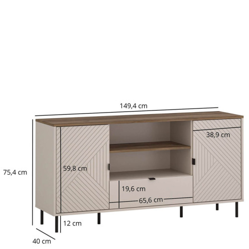 Фото тумби під телевізор EVO 2D1S/150 MEBELBOS – розміри