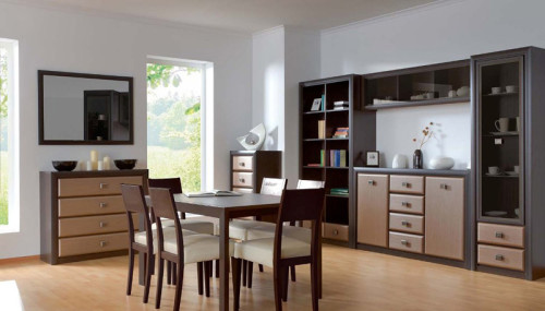 Фото вітрини КОЕН REG1W2S Гербор венге магія / штрокс темний в інтер'єрі їдальні