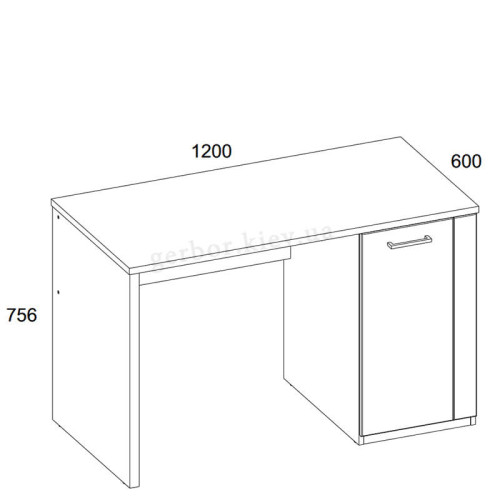 Фото письмового столу 1D/120 DOORSET MEBELBOS– схема з розмірами