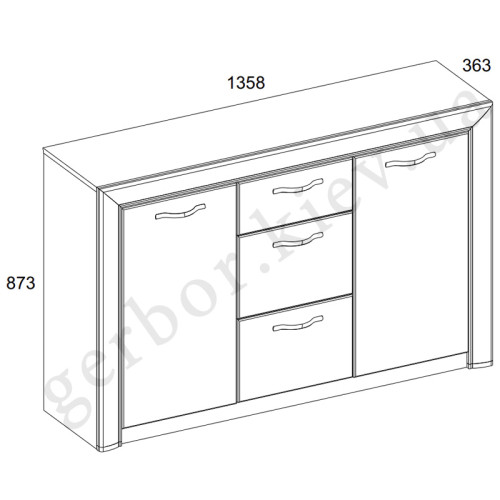 Фото комоду SAPORI 2D3S MEBELBOS – схема з розмірами