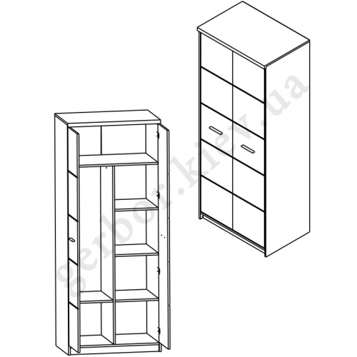 Фото комбінованої шафи ШАНТАЛЬ SZF2D Гербор – схема наповнення