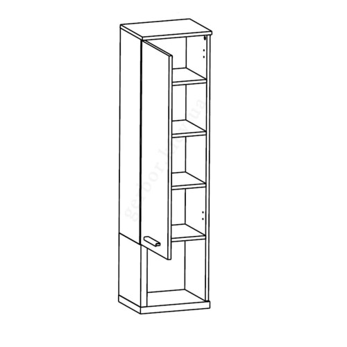 Фото навісного пеналу НОРД REG1D Гербор – схема наповнення з відкриванням вліво