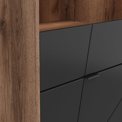 Фото витрины с подсветкой FORN REG1D1W_LED BRW дуб делано темный / черный – ручка