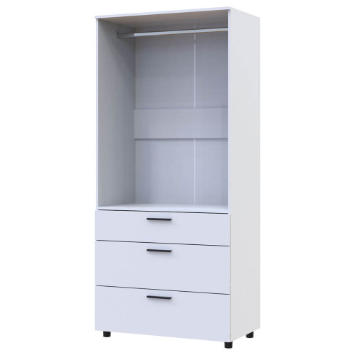 Фото білої шафи ТОРН 2 ДСП/3Ш штанга ДОРОС (DOROS) – вигляд збоку наповнення