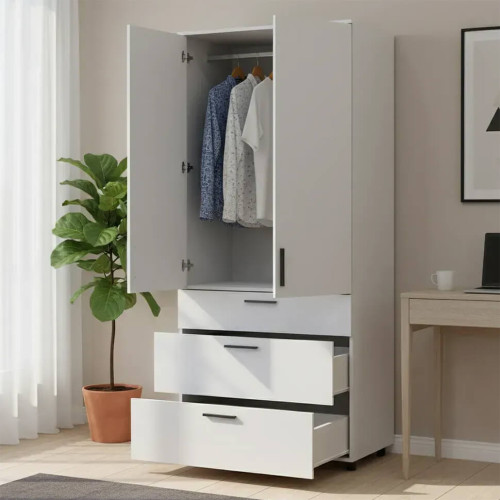 Фото наповнення білої шафи ТОРН 2 ДСП/3Ш штанга ДОРОС (DOROS) в інтер'єрі