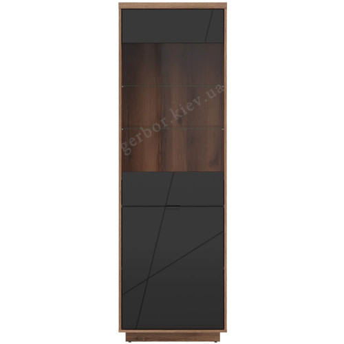 Фото витрины FORN REG1D1W BRW дуб делано темный / черный – вид спереди