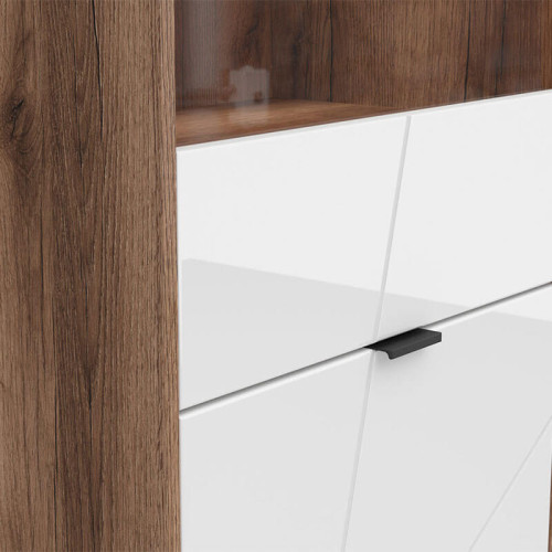 Фото витрины FORN REG1D1W BRW дуб делано темный / белый глянец – ручка