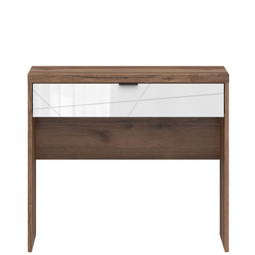 Фото туалетного столика FORN TOL1S BRW дуб делано темный / белый глянец – вид спереди