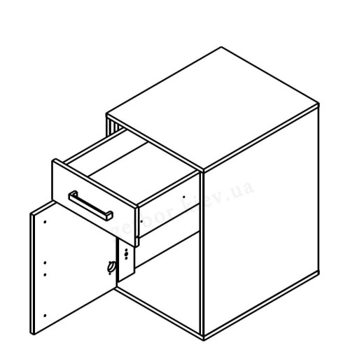 Фото тумби ПРАЙМ KON1D1S Гербор – схема наповнення з лівостороннім відчиненням дверей
