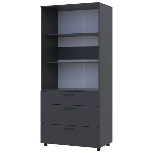 Фото шафи ТОРН 2 ДСП/3Ш полиці ДОРОС (DOROS) антрацит – вигляд збоку наповнення