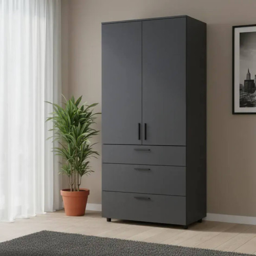 Фото шафи ТОРН 2 ДСП/3Ш полиці ДОРОС (DOROS) антрацит в інтер'єрі