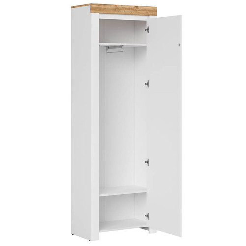 Фото прихожей HOLTEN BRW белый / дуб вотан / белый глянец – наполнение платяного шкафа