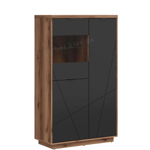 Фото вітрини FORN REG2D1W BRW дуб делано темний / чорний