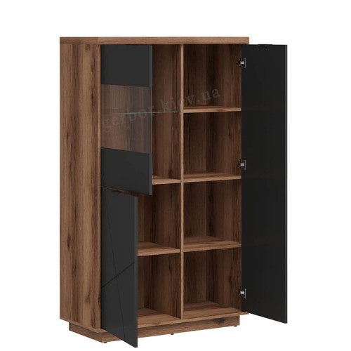 Фото вітрини FORN REG2D1W BRW дуб делано темний / чорний – наповнення