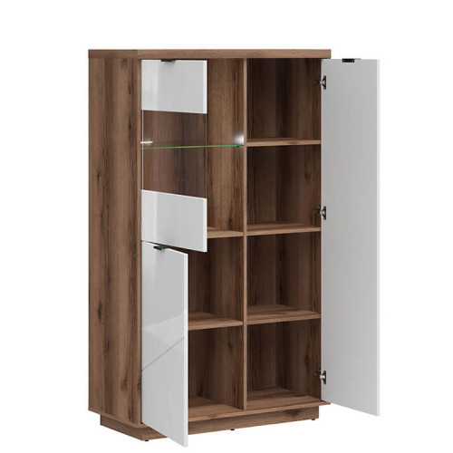 Фото витрины FORN REG2D1W BRW дуб делано темный / белый глянец – наполнение