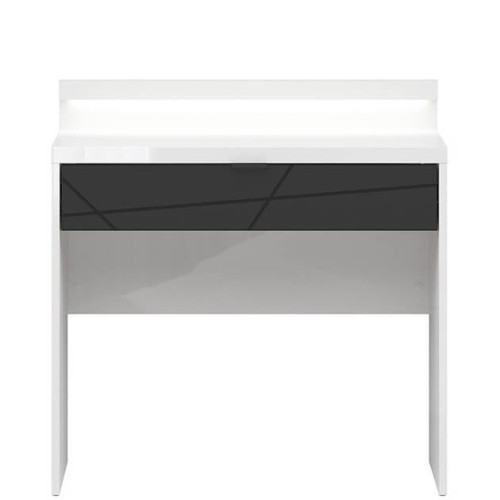 Фото туалетного столика с подсветкой FORN TOL1S+OSW BRW белый глянец / черный – вид спереди