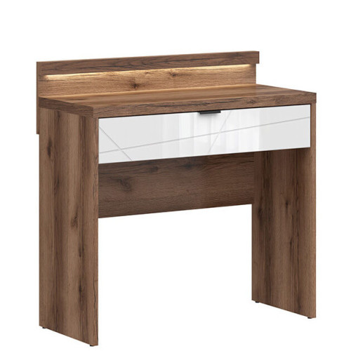 Фото туалетного столика с подсветкой FORN TOL1S+OSW BRW дуб делано темный / белый глянец