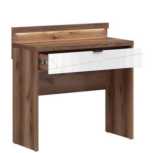 Фото туалетного столика с подсветкой FORN TOL1S+OSW BRW дуб делано темный / белый глянец – наполнение