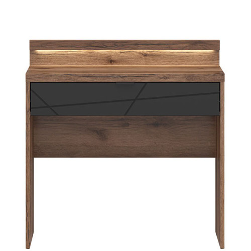 Фото туалетного столика с подсветкой FORN TOL1S+OSW BRW дуб делано темный / черный – вид спереди