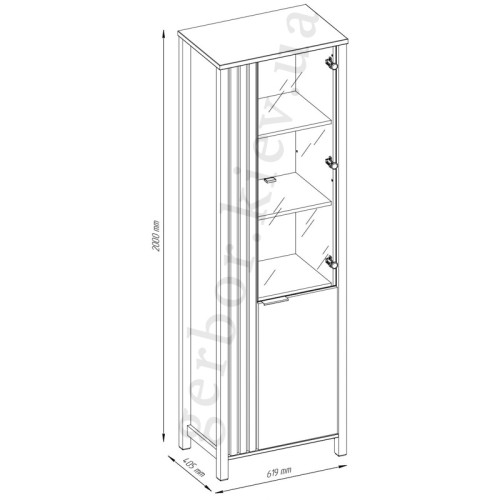 Фото правої вітрини HELIX 1D1W MEBELBOS – схема з розмірами