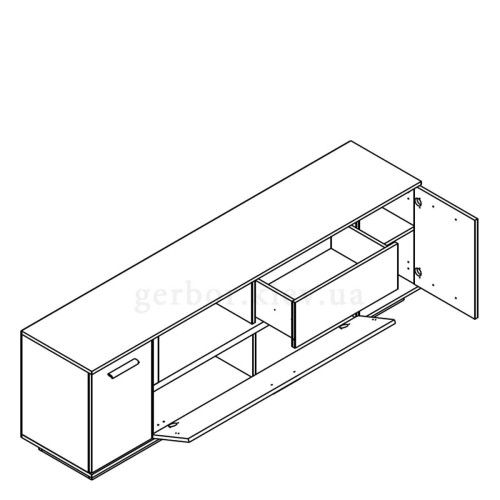 Фото вітальні НОРД Гербор – схема наповнення тумби під телевізор