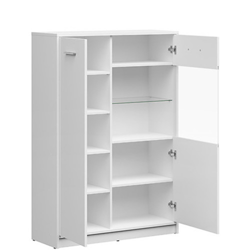 Фото вітрини з підсвіткою NEPO PLUS REG1D1W/90 BRW білий – наповнення