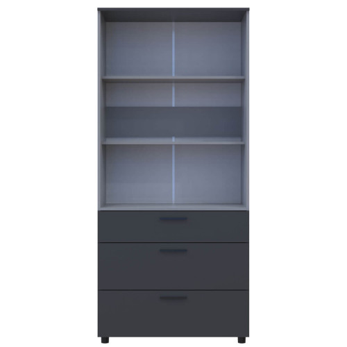 Фото шафи ТОРН 2 ДСП/3Ш полиці ДОРОС (DOROS) антрацит / сірий – вигляд спереду наповнення