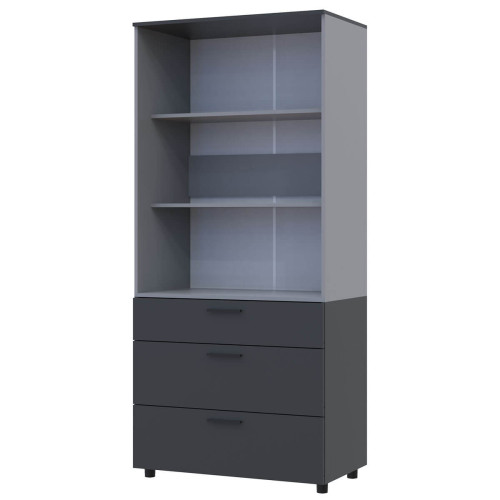 Фото шафи ТОРН 2 ДСП/3Ш полиці ДОРОС (DOROS) антрацит / сірий – вигляд збоку наповнення