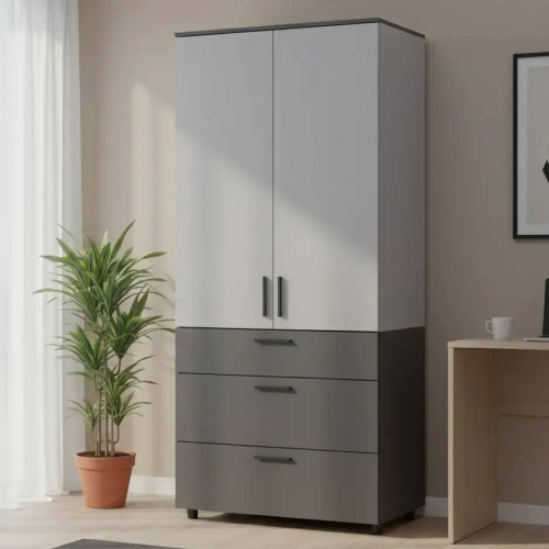 Фото шафи ТОРН 2 ДСП/3Ш полиці ДОРОС (DOROS) антрацит / сірий в інтер'єрі