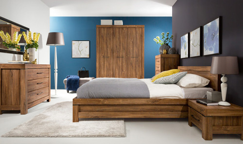 Фото кровати GENT LOZ/160 BRW дуб стирлинг в интерьере спальни