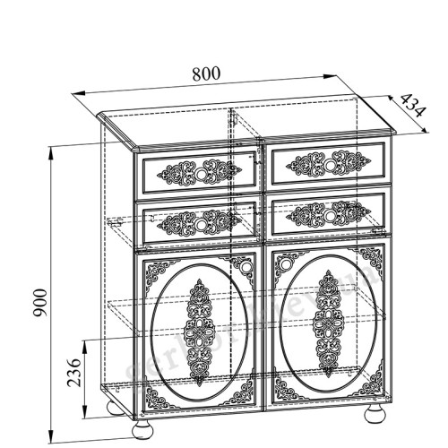 Фото комода БЕЛЛЬ АС-18 Санти - размеры