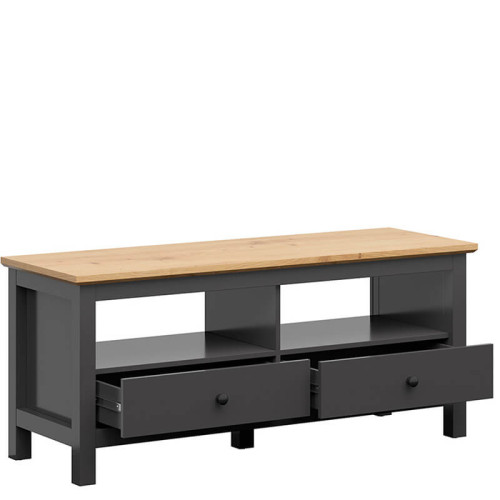 Фото меблів для вітальні HESEN BRW графіт / дуб артизан – наповнення тумби ТВ