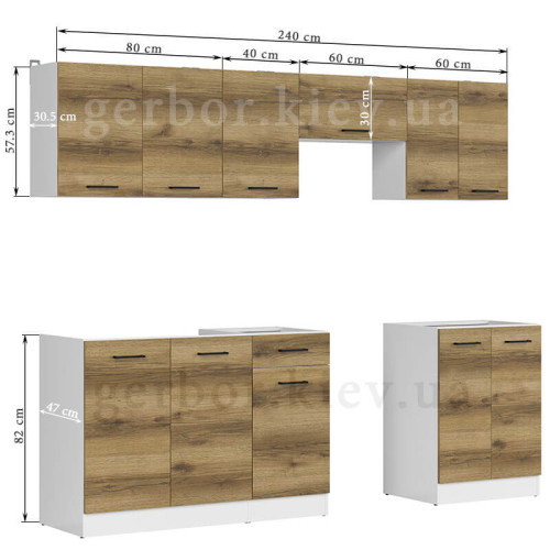 Фото кухні JUNONA LINE 240 BBL BRW делано світлий – розміри