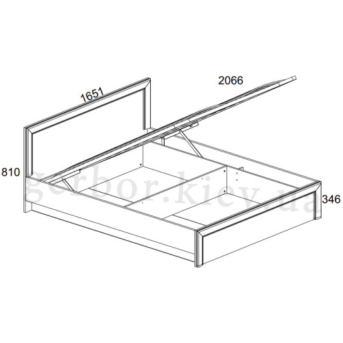 Фото ліжка з підйомним механізмом 160 SAPORI MEBELBOS – схема з розмірами
