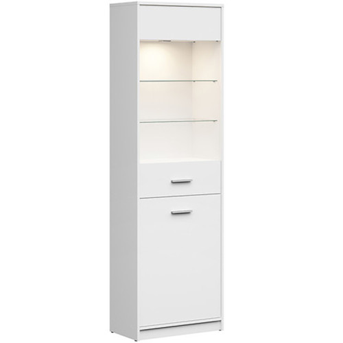 Фото вітрини NEPO PLUS REG1D1W BRW білий з підсвіткою