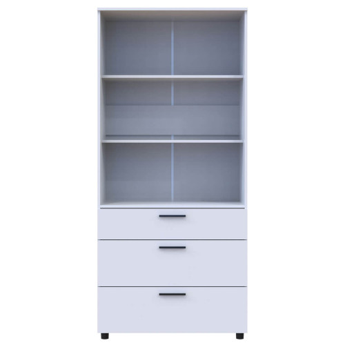 Фото білої шафи ТОРН 2 ДСП/3Ш полиці ДОРОС (DOROS) – вигляд спереду наповнення