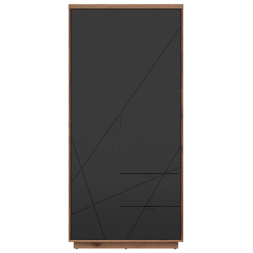 Фото шкафа FORN SZF2D2S BRW дуб делано темный / черный – вид спереди