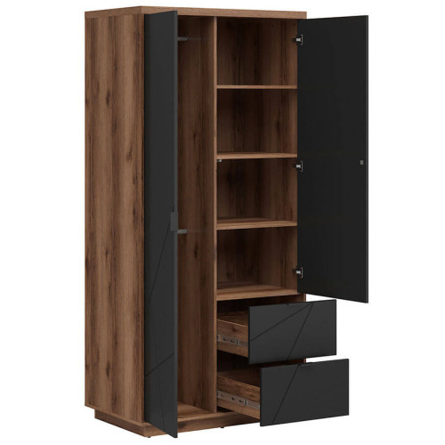 На фото наполнение шкафа FORN SZF2D2S BRW дуб делано темный / черный