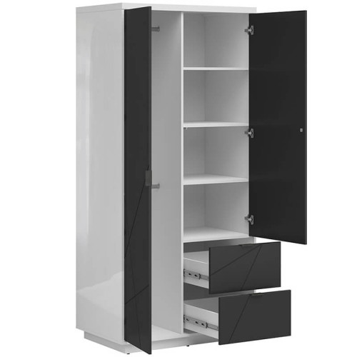 Фото шкафа FORN SZF2D2S BRW белый глянец / черный – наполнение