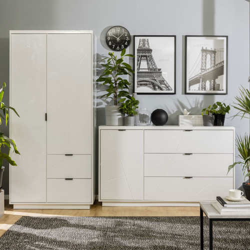 Фото шкафа FORN SZF2D2S BRW белый глянец в интерьере