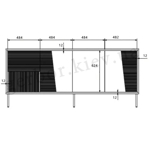 Фото комоду ABI 200 4D CAMA MEBLE  чорний – схема з розмірами (1-2)