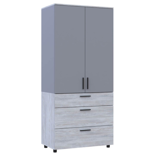 Фото шафи ТОРН 2 ДСП/3Ш полиці ДОРОС (DOROS) сосна натті / сірий – вигляд збоку