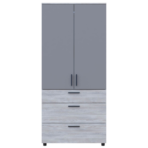 Фото шафи ТОРН 2 ДСП/3Ш полиці ДОРОС (DOROS) сосна натті / сірий – вигляд спереду