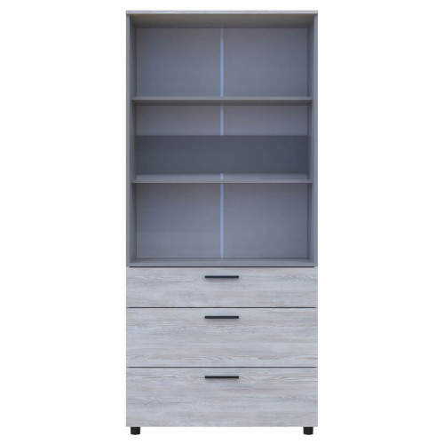 Фото шафи ТОРН 2 ДСП/3Ш полиці ДОРОС (DOROS) сосна натті / сірий – вигляд спереду наповнення