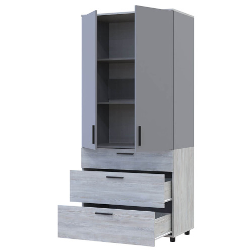 Фото шафи ТОРН 2 ДСП/3Ш полиці ДОРОС (DOROS) сосна натті / сірий – наповнення