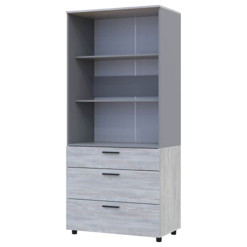 Фото шафи ТОРН 2 ДСП/3Ш полиці ДОРОС (DOROS) сосна натті / сірий – вигляд збоку наповнення