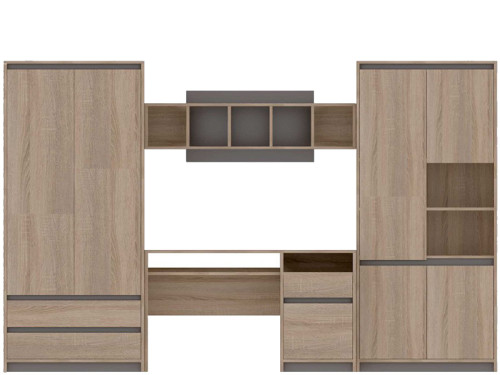 Фото комплекта для детской MADAGASKAR 2 BOGFRAN в цвете дуб сонома / графит