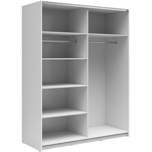 Фото шафи-купе із 2 дзеркалами TETRIX SZF/153/2M BRW білий глянець – наповнення