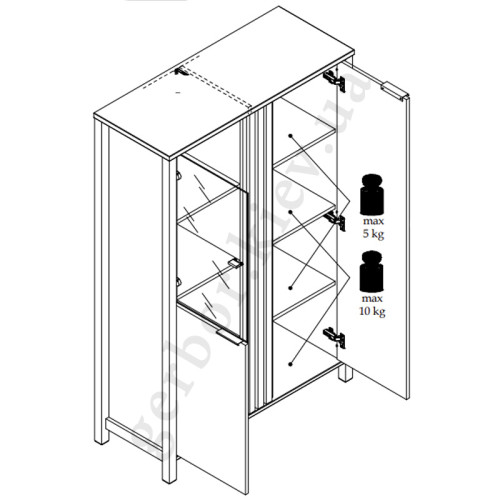 Фото низької вітрини HELIX 2D1W MEBELBOS – схема наповнення та навантажень